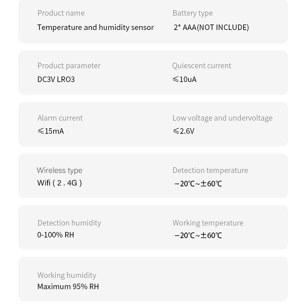 AUBESS Tuya Smart WiFi Temperature And Humidity Sensor | Low battery alarm
