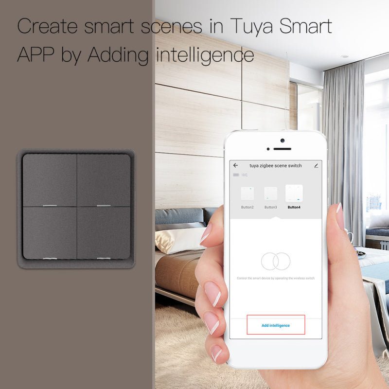AUBESS Tuya ZigBee Gray Scene Button Switch|Multiple Scenes