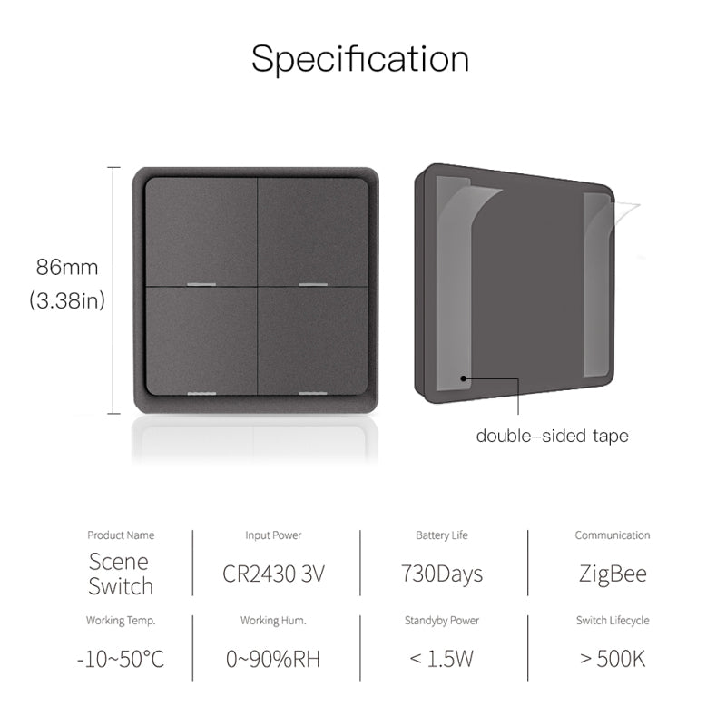 AUBESS Tuya ZigBee Gray Scene Button Switch|Multiple Scenes