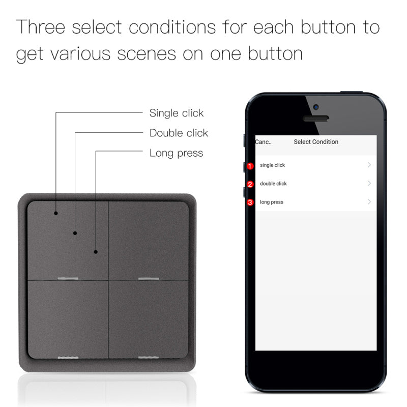 AUBESS Tuya ZigBee Gray Scene Button Switch|Multiple Scenes