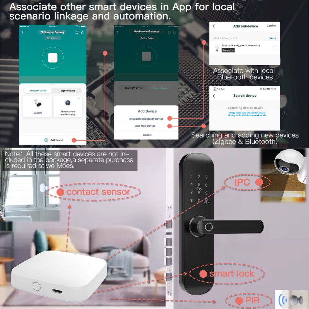 Aubess Tuya Multi-mode Smart Gateway ZigBee 3.0 Bluetooth-compatible Mesh Hub  Voice Control via Alexa Google Home