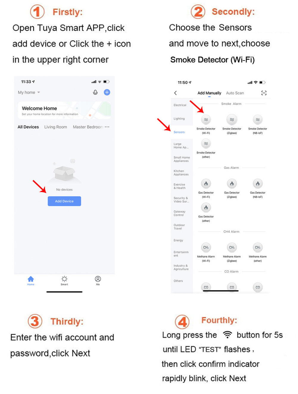 AUBESS Tuya Smart Wifi Smoke Sensor| Alarm Sensor