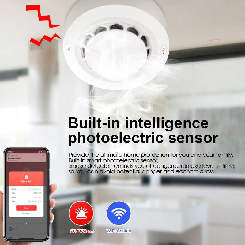 AUBESS Tuya Smart Wifi Smoke Sensor| Alarm Sensor