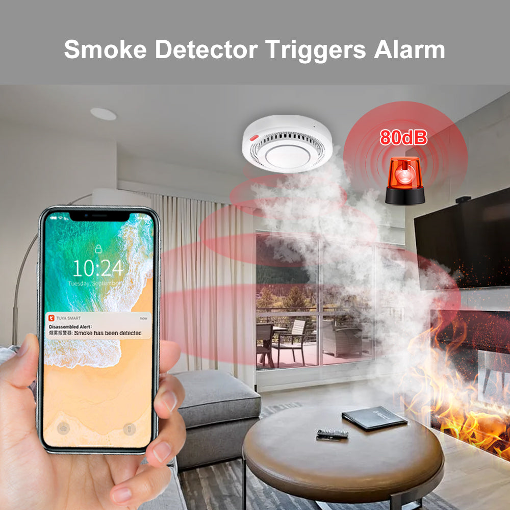 Aubess Tuya Smart Zigbee Smoke Detector Smart Fire Alarm Progressive Sound Photoelectric Smoke Sensor Work With Tuya Zigbee Hub