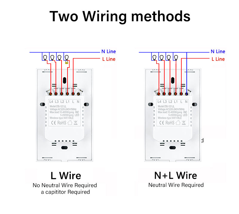 Tuya wifi 4 gang smart panel switch Single zero fire general use