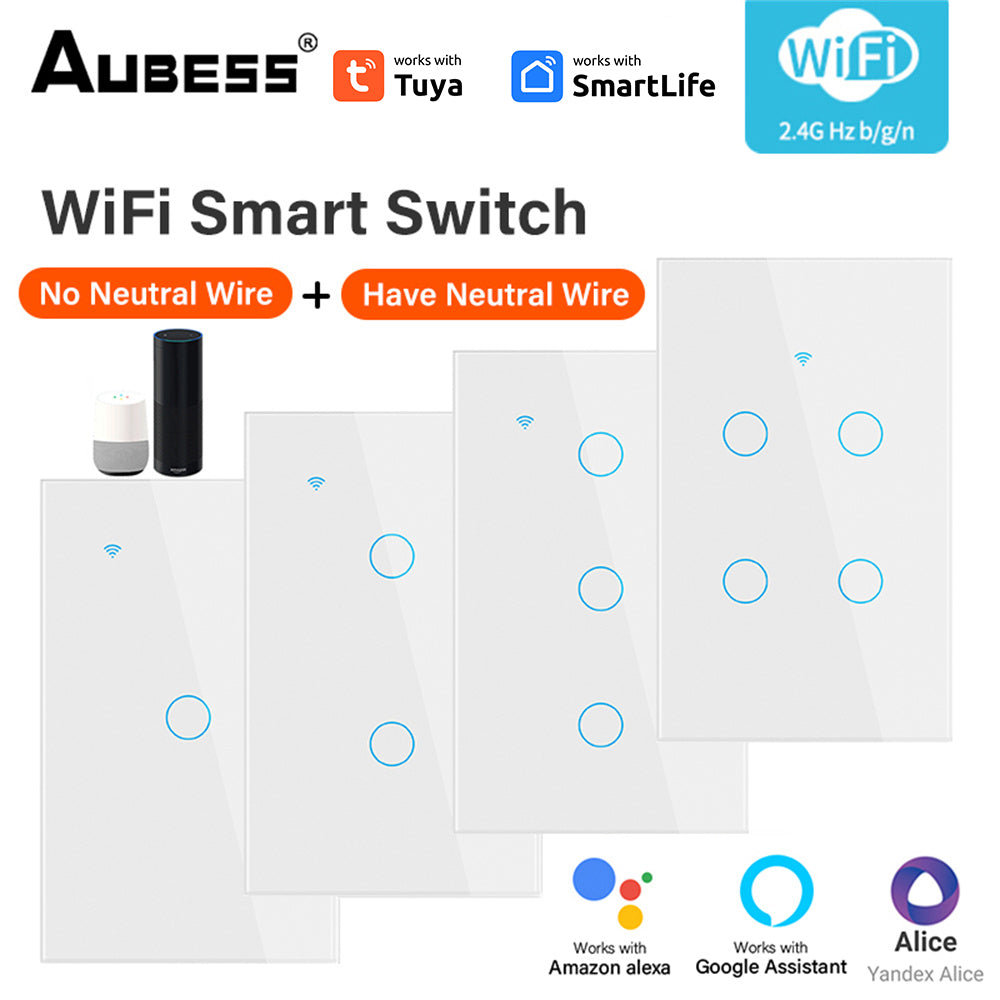 Tuya wifi 4 gang smart panel switch Single zero fire general use