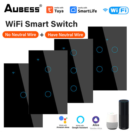 Tuya wifi 4 gang smart panel switch Single zero fire general use