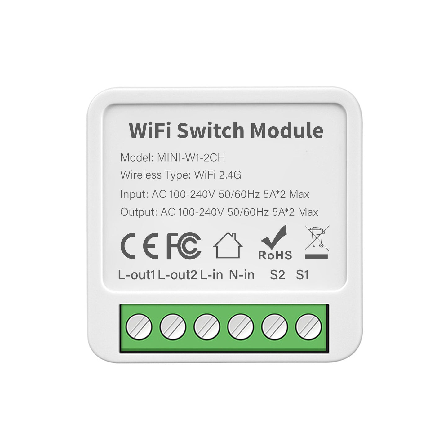 AUBESS WiFi 2 Gang Smart Mini Switch 10A*2 Work with Alexa Google Home Yandex Alice