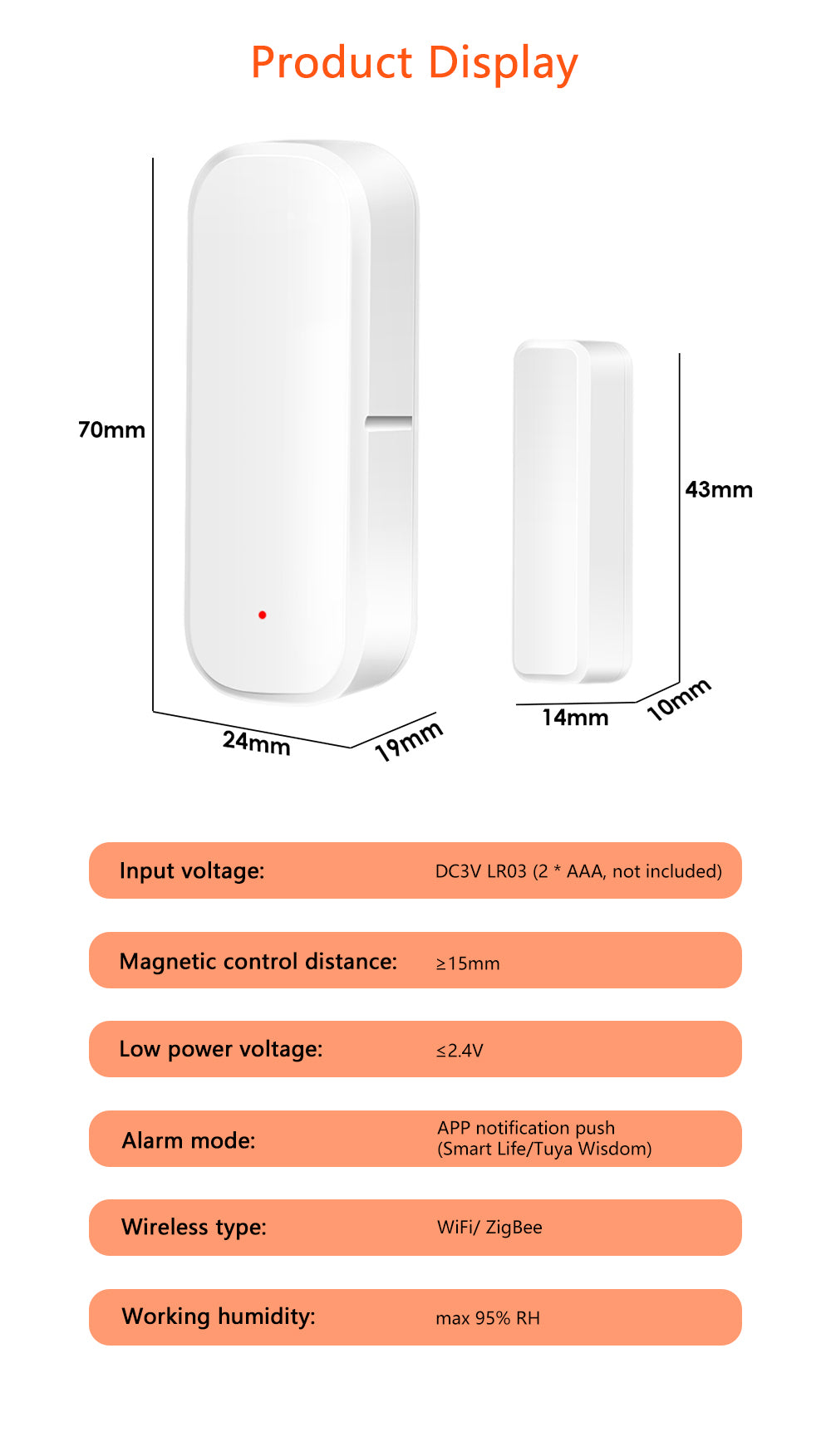 AUBESS Tuya Smart ZigBee Door Sensor Window Sensor|Real-time Remote Monitoring