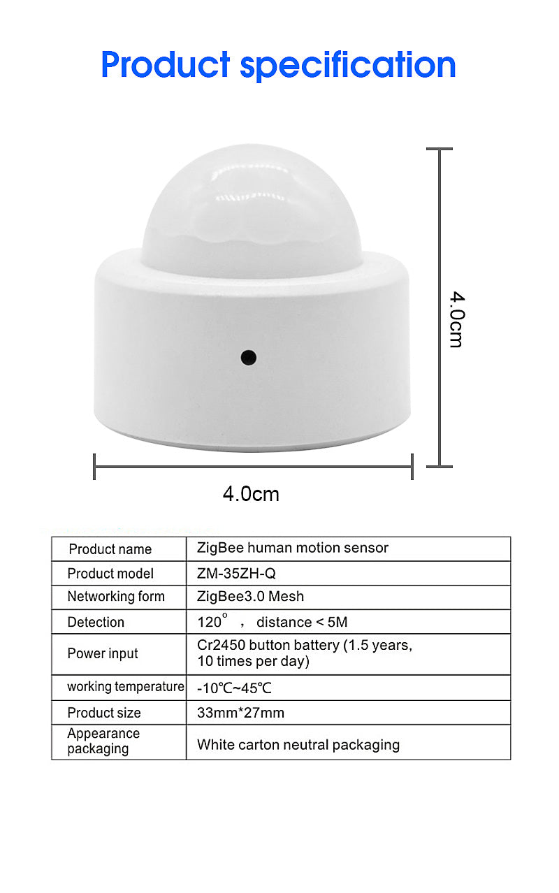 AUBESS Tuya ZigBee Human Body Mobile Infrared Sensor |Voice Control |Security