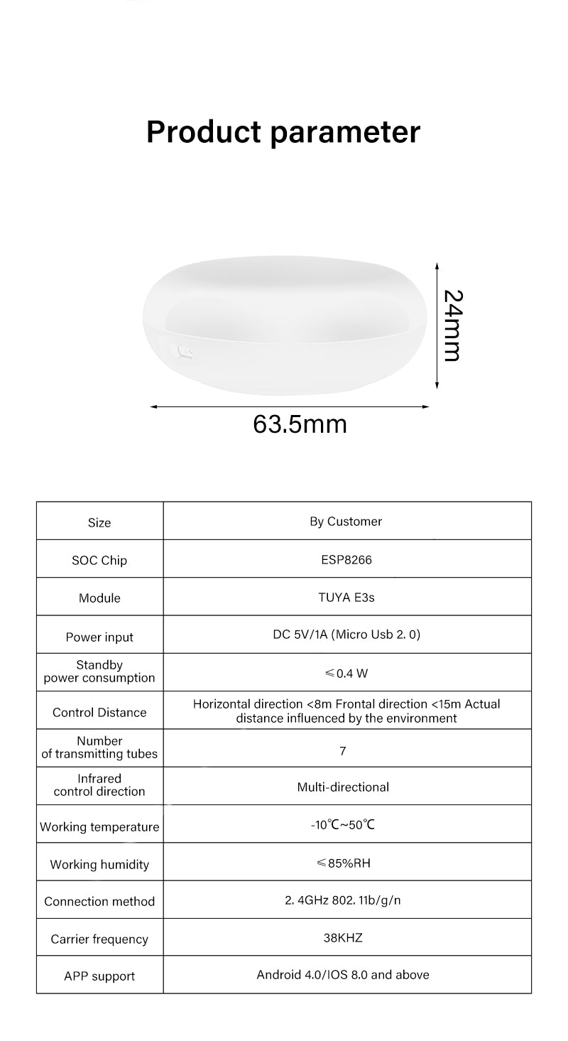 Aubess Tuya Wifi Bluetooth White Universal Remote Control | Voice Control
