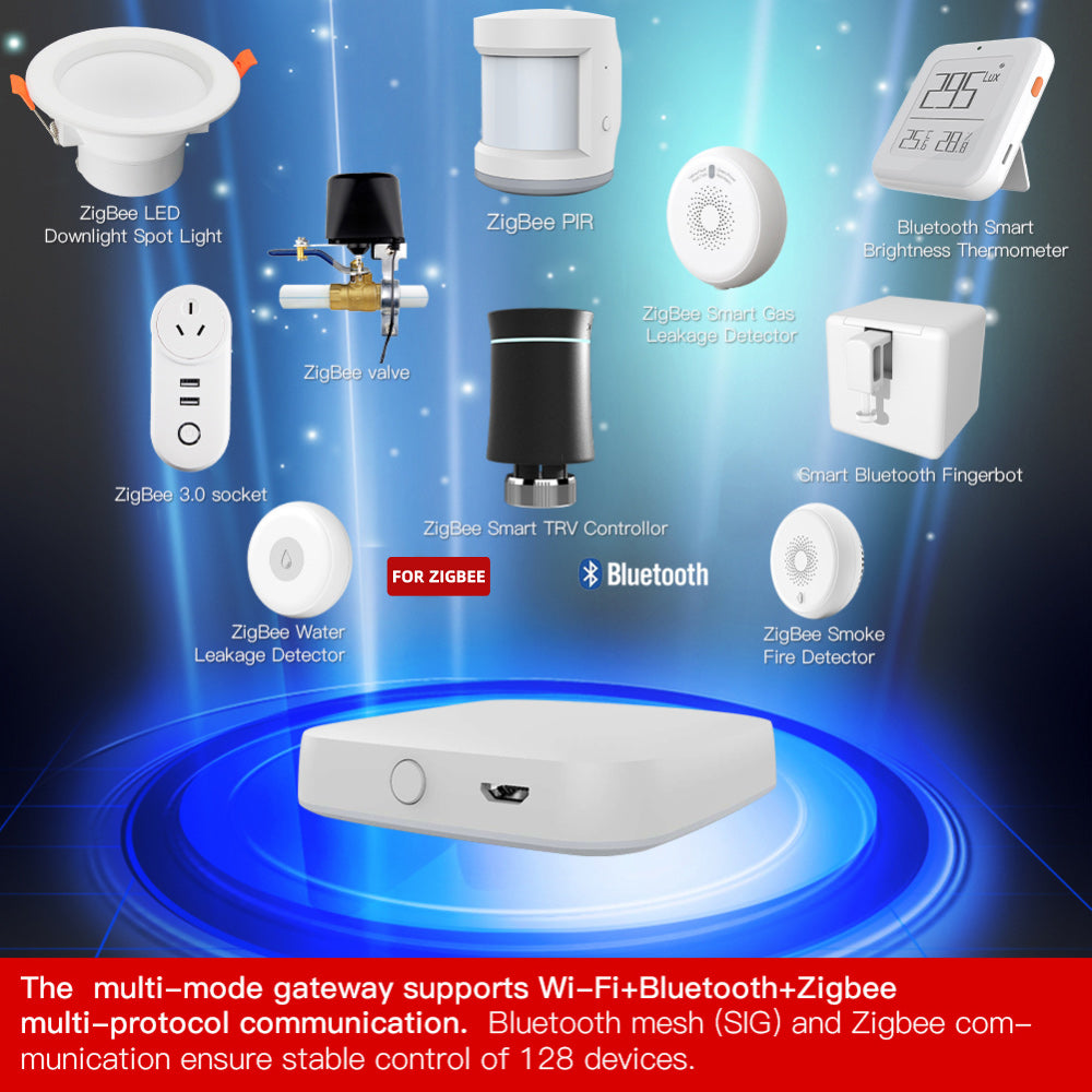 Aubess Tuya Multi-mode Smart Gateway ZigBee 3.0 Bluetooth-compatible Mesh Hub  Voice Control via Alexa Google Home