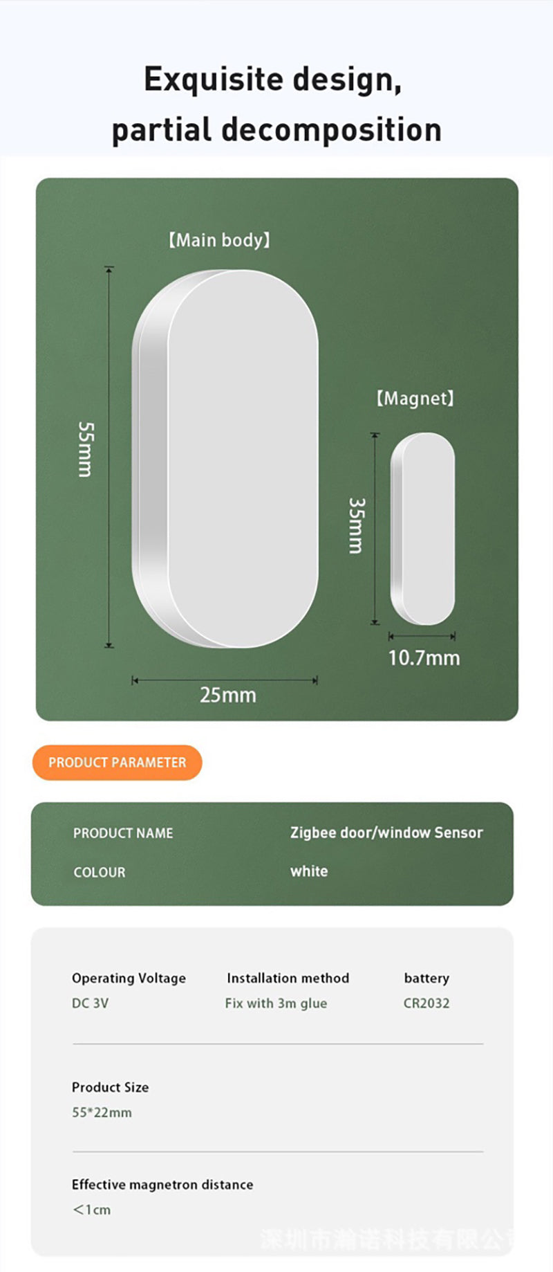 AUBESS ZigBee Door Sensor |  Used With ZigBee Gateway