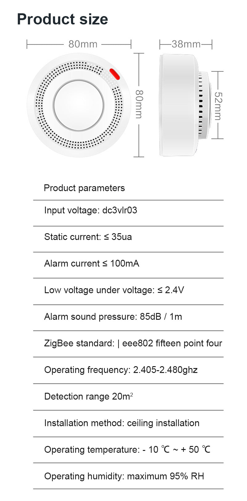 AUBESS Tuya Zigbee Smoke Detector |Smart Fire Alarm Progressive |Sound Photoelectric