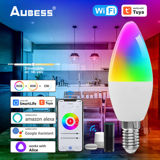 Aubess Tuya WiFi/Zigbee Smart Candle Light 5W E14 | Voice Control