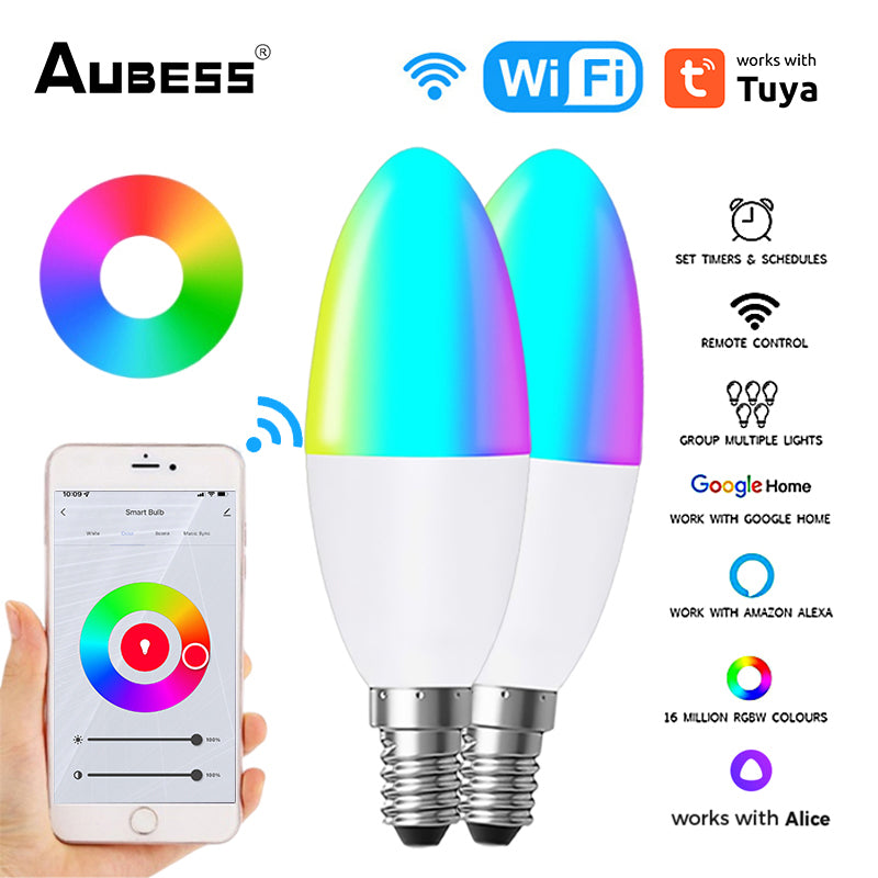 Aubess Tuya WiFi/Zigbee Smart Candle Light 5W E14 | Voice Control