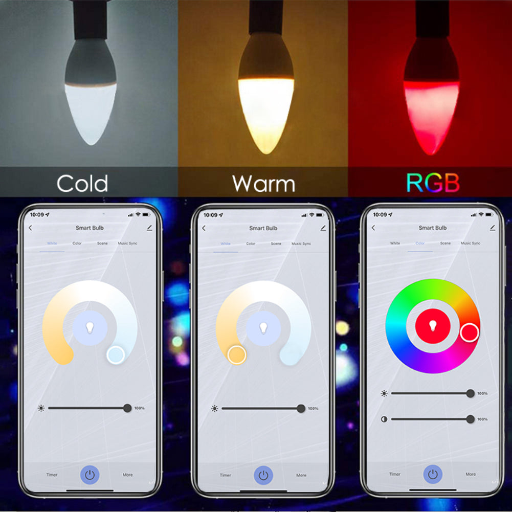 Aubess Tuya WiFi/Zigbee Smart Candle Light 5W E14 | Voice Control