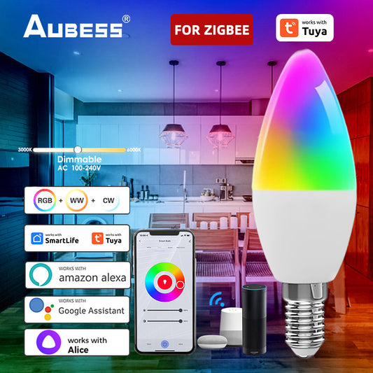 Aubess Tuya WiFi/Zigbee Smart Candle Light 5W E14 | Voice Control