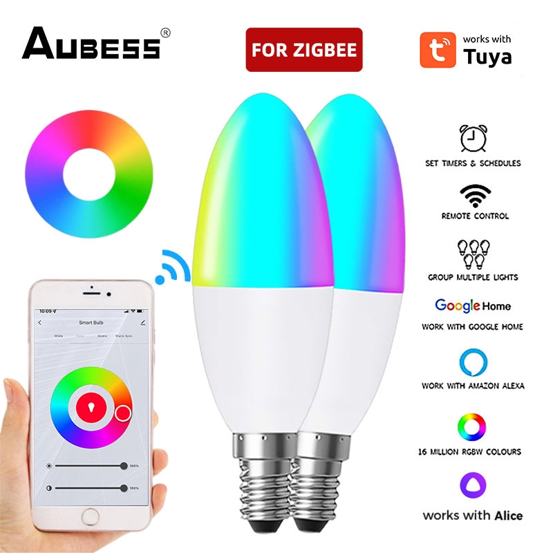 Aubess Tuya WiFi/Zigbee Smart Candle Light 5W E14 | Voice Control