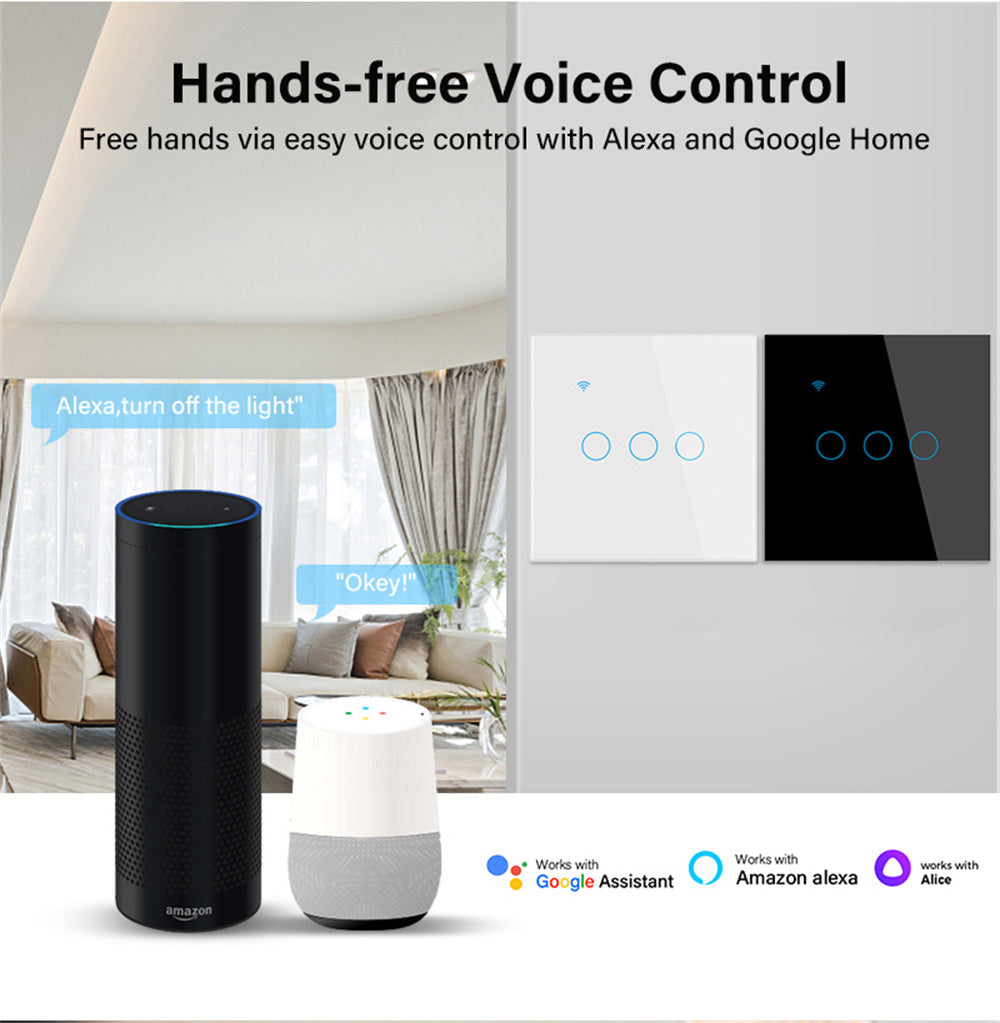 Aubess Tuya Wifi Smart Panel Switch | Single Zero Fire General Use | EU