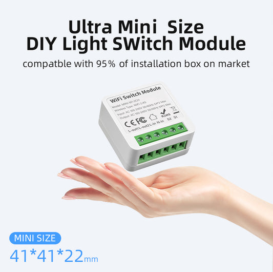 AUBESS WiFi 2 Gang Smart Mini Switch 10A*2 Work with Alexa Google Home Yandex Alice