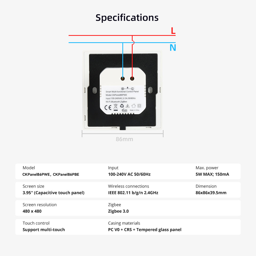 Aubess Ewelink Smart Control Screen 86WIFI | Built-in ZigBee Gateway