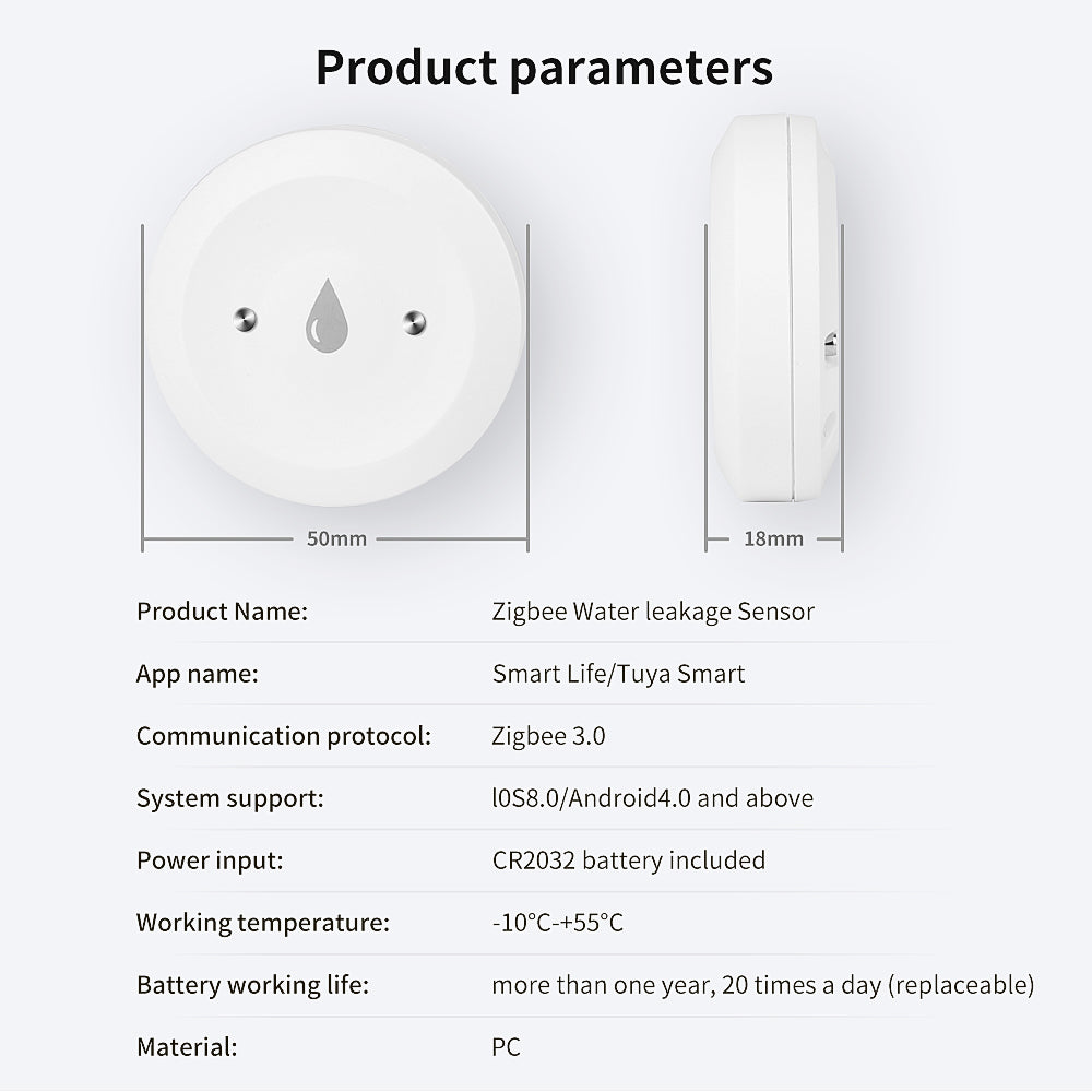 AUBESS Tuya Zigbee Smart Water Sensor | Real-time Detection