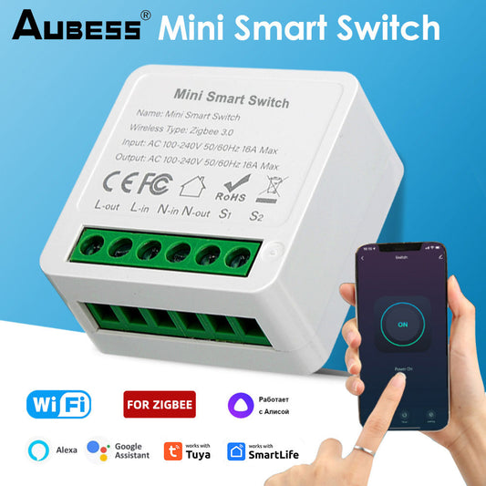 Aubess Wifi/Zigbee 1/2/3/4 Gang Smart Switch Module 2 Way Control DIY Breaker Smart home Work with Alexa Google Home Yandex