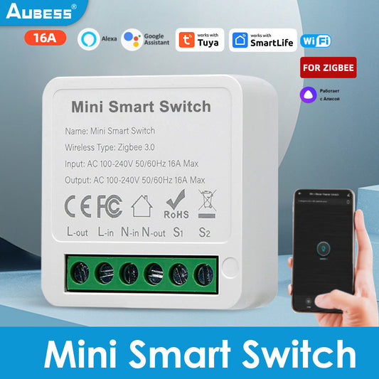 AUBESS Tuya ZigBee Smart DIY Switch 16A Work with Alexa Google home Yandex Alice