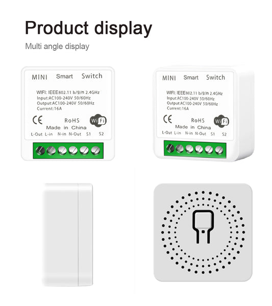 AUBESS Tuya Wifi Mini Smart Switch16A Supporte Amazon Alexa Google Home Yandex Alice