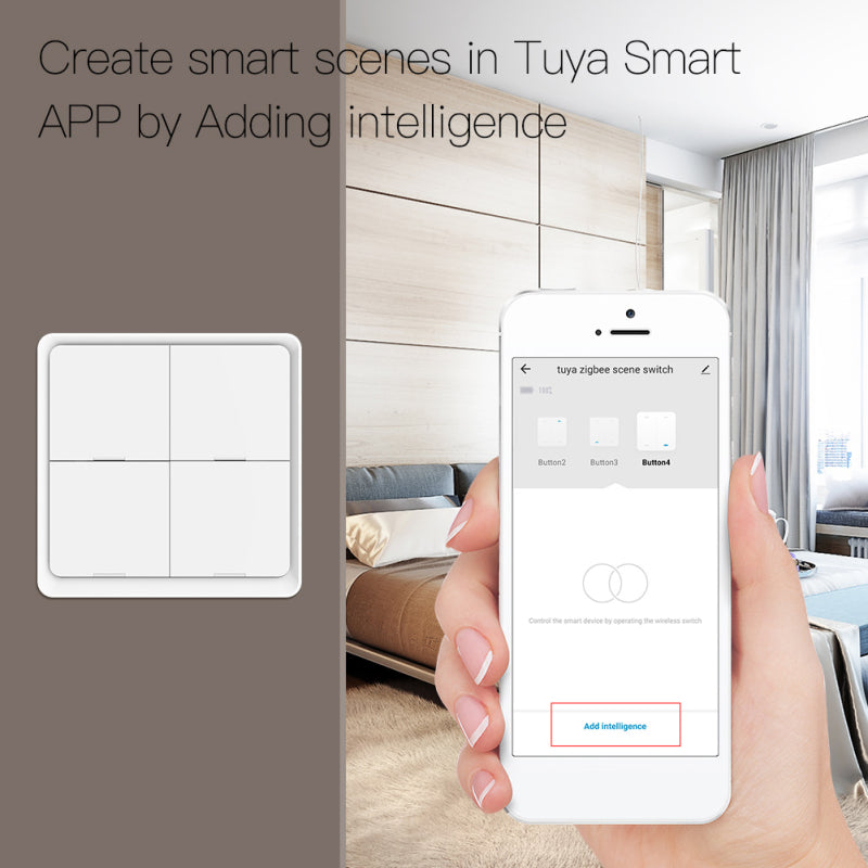 AUBESS Tuya ZigBee White Scene Button Switch|Set Automation
