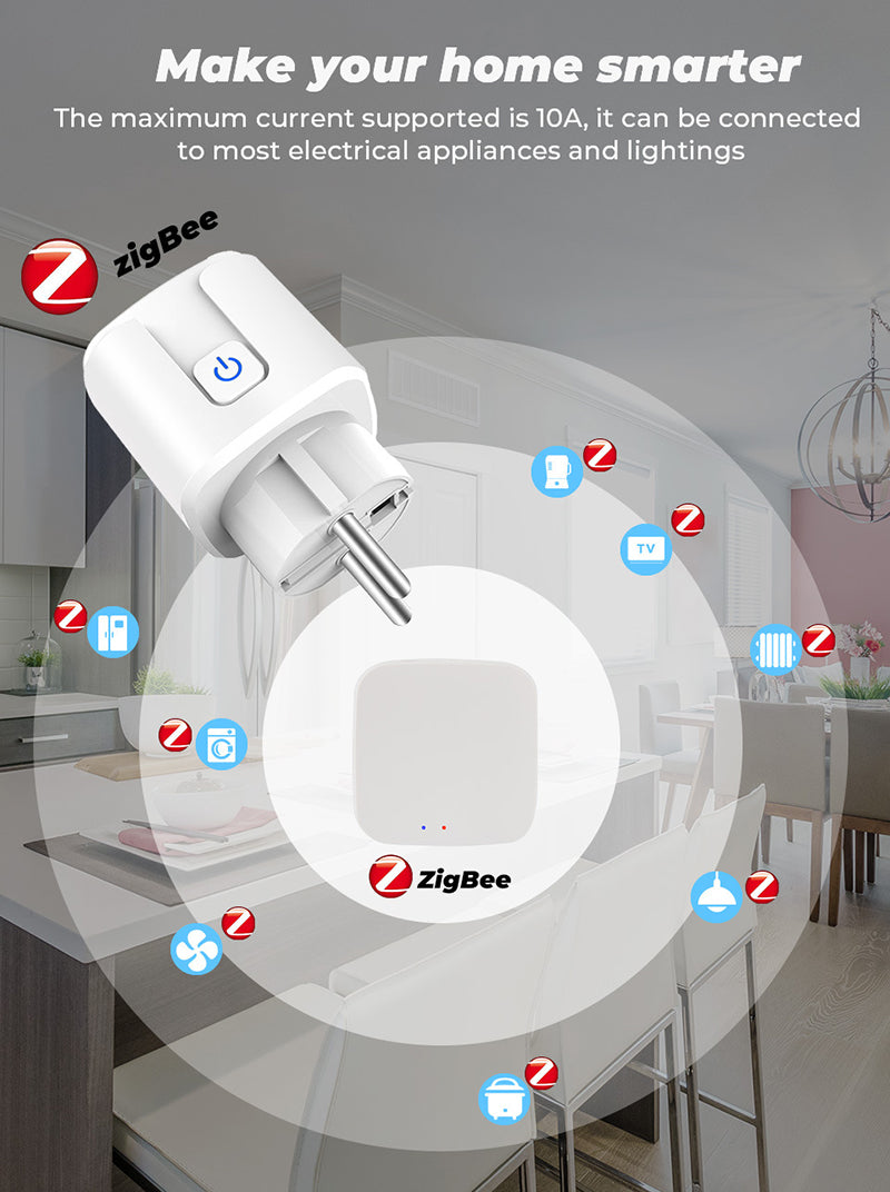 Tuya Smart Plug 16A Zigbee 3.0 EU Smart Socket Work with Alexa