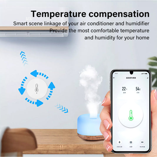 AUBESS Tuya Mini Zigbee Temperature &Humidity Sensor Work with Amazon Alexa and Google Home