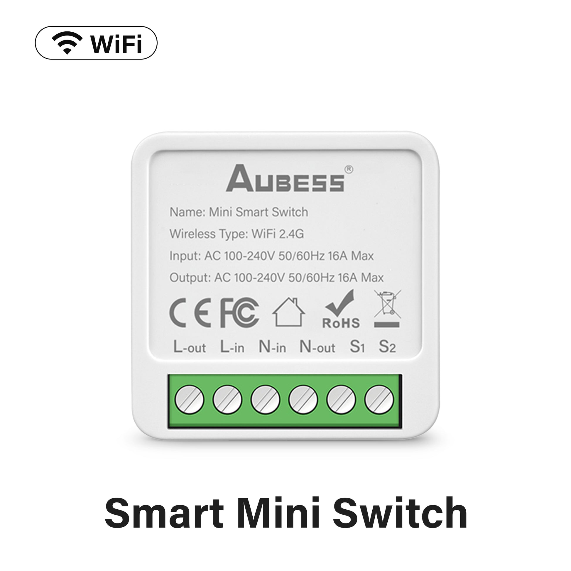 Interrupteur WiFi 16A sur câble, compatible Lidl Home, Tuya Smart Life,  Google Home et  Alexa 