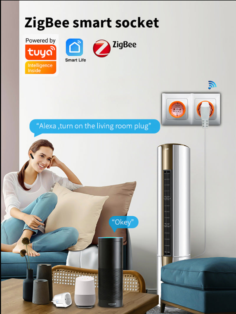 AUBESS Tuya Zigbee Smart Plug Work with Amazon Alexa Google Home Yandex Alice