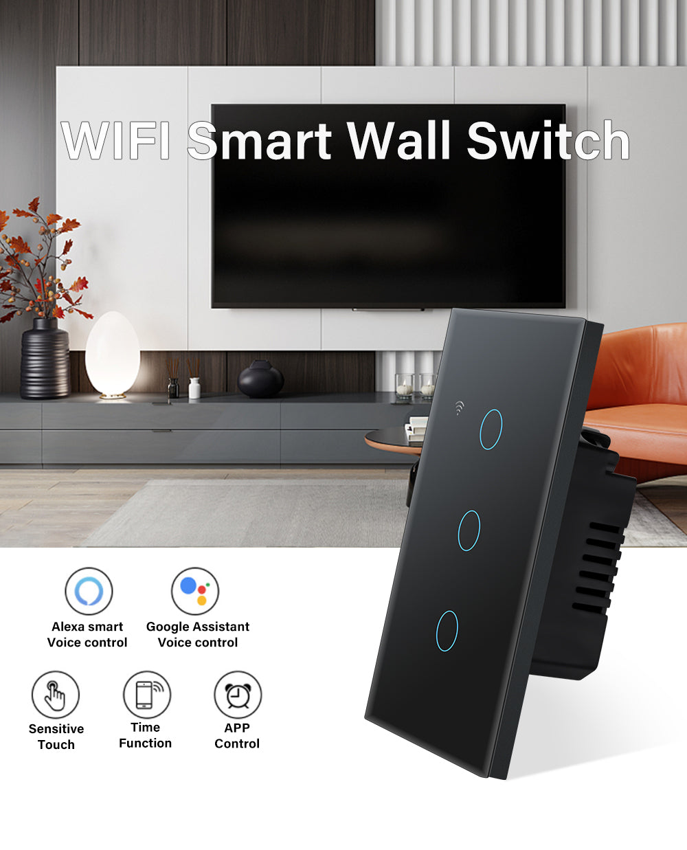 AUBESS TUYA WIFI Smart 1 / 2 / 3 / 4gang Switch | Zero Fire Requires A Neutral Line | US