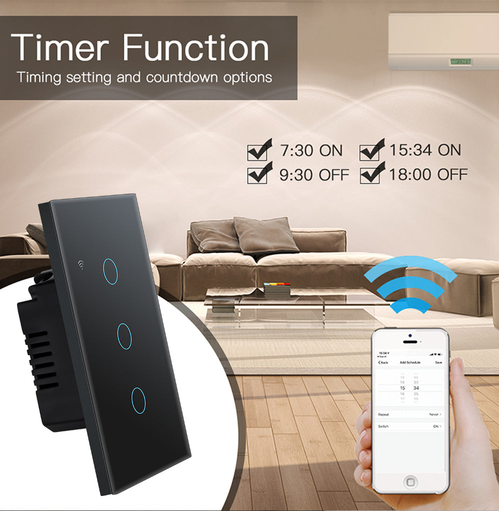 AUBESS TUYA WIFI Smart 1 / 2 / 3 / 4gang Switch | Zero Fire Requires A Neutral Line | US