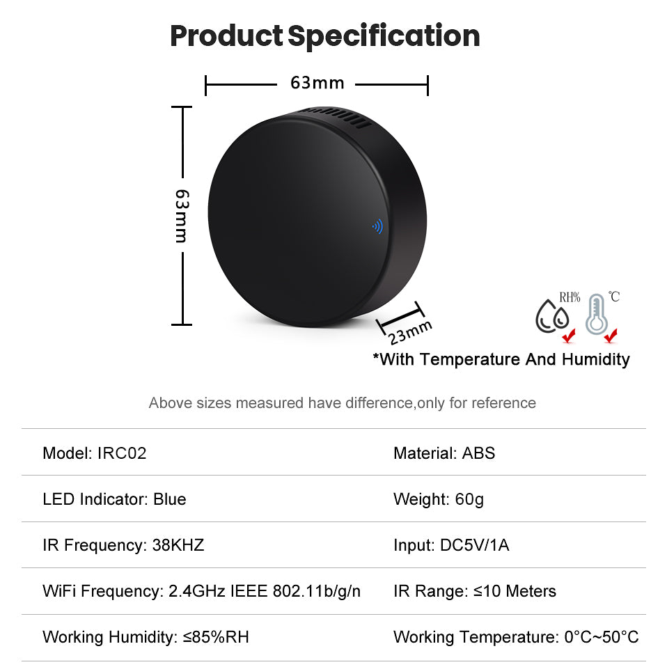 AUBESS WiFi IR Remote Controller with Temperature&Humidity Sensor Work With Alexa and Google Home